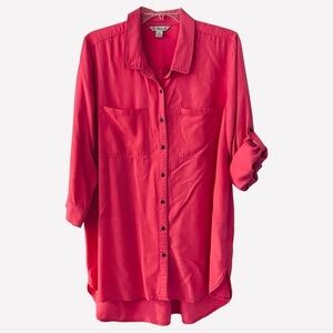 KC Khaki & Co Size XL Peachy Pink Button Front Shirtdress/Tunic